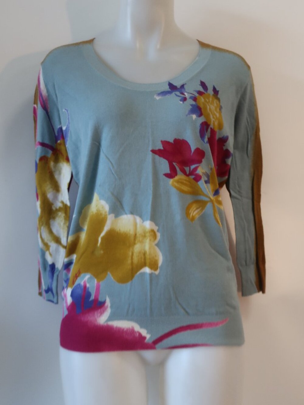 Women Etro Milano Multi (Item-19) Cotton Cashmere Light Floral Sweater 44 US/8 S